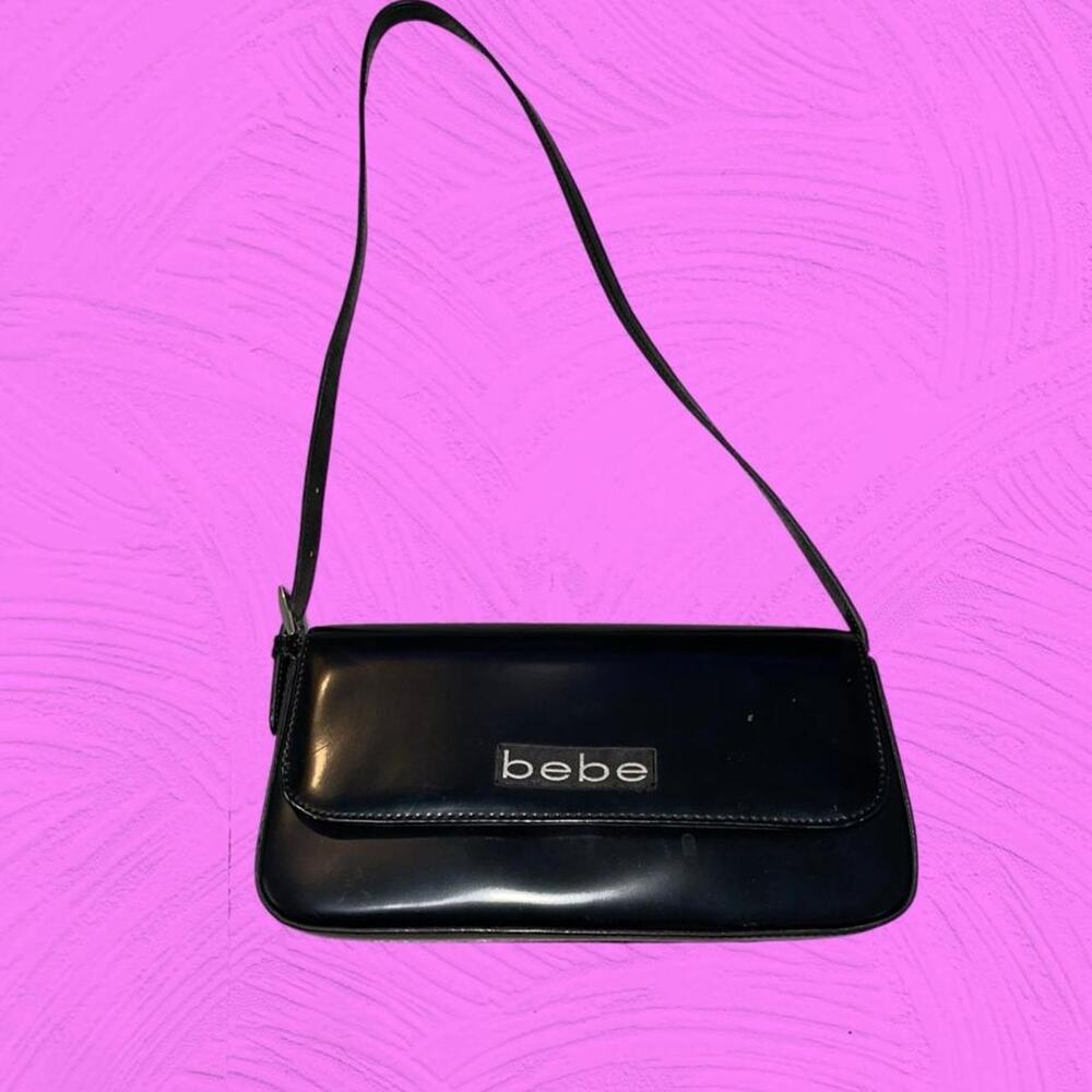 Bebe Black Leather Shoulder Bag